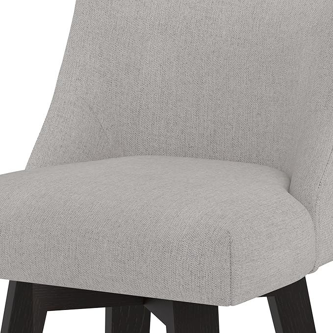 Counter Height Bar Stools Set of 2, 360°Swivel Upholstered Barstools with Back and Solid Wood Legs, 26" H Seat Height, Fabric in Fog Grey