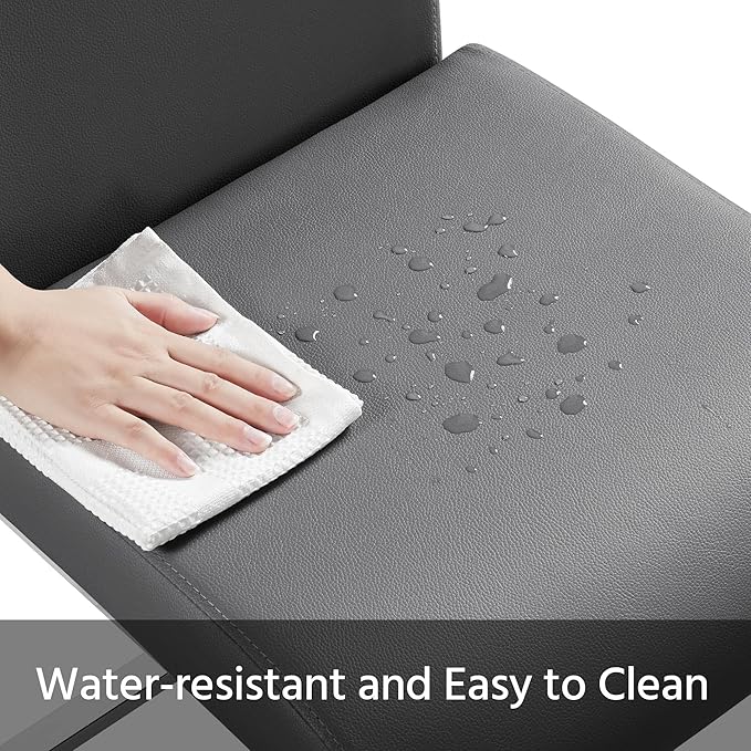 Yaheetech Dining Chairs Set of 6 Modern Faux Leather Upholstered Dining Room Chairs with High Back and Metal Chrome Legs for Kitchen/Living Room/Restaurant, Dark Gray