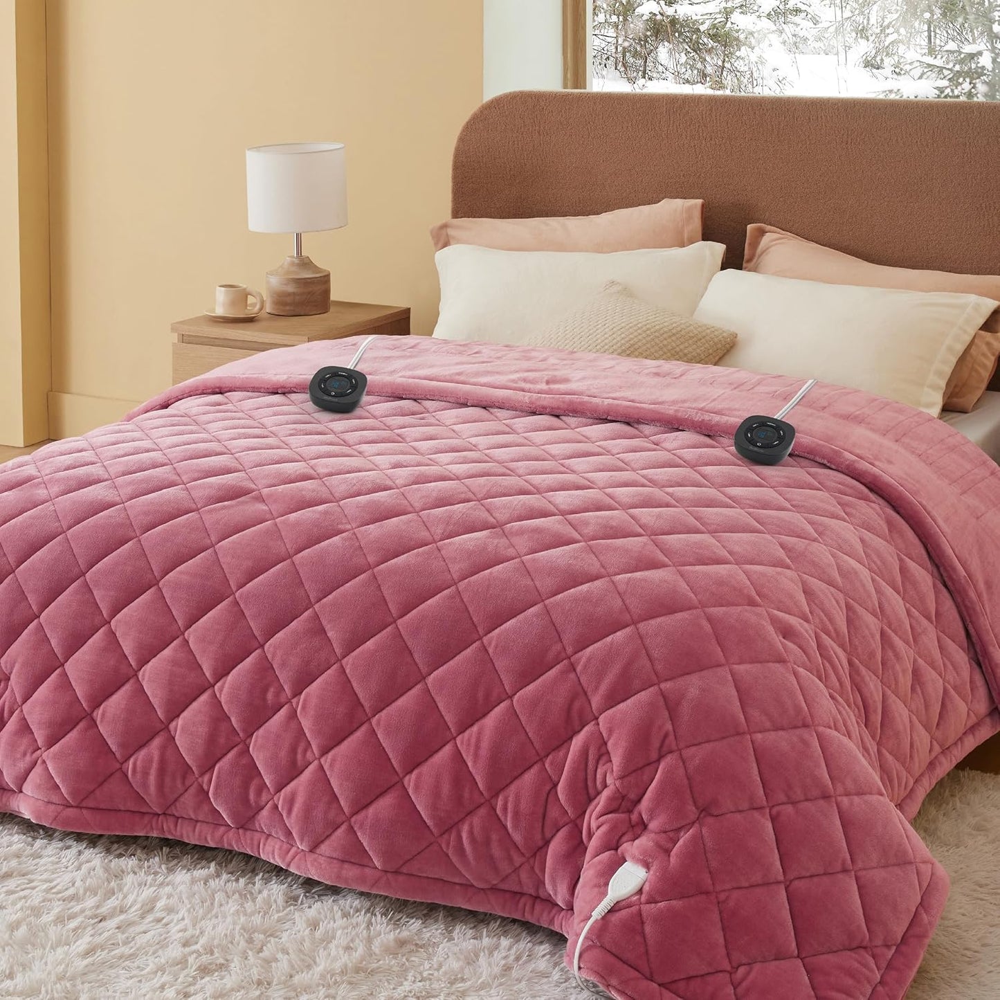 Bedsure Electric Blanket King Size - Dual Control Heated Weighted Blanket King with 10 Heat Settings, Fast Heating with 10 Time Settings (100x90 inches, Dusty Rose)