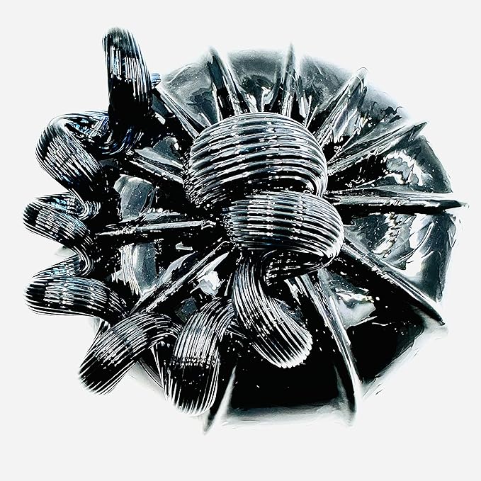 Luke Adams Glass Handmade Glass Pumpkins Handmade Table Top Home Decor (Squat, Black)