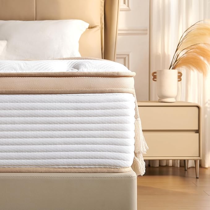 TQX Twin Mattress, 10 Inch Twin Mattress for Kids,Adult,Pocket Springs for Pressure Relief,Cooling Ventilated Foam CertiPUR-US Certified, Fiberglass Free，Soft Feel but Supportive,365 Night Trial