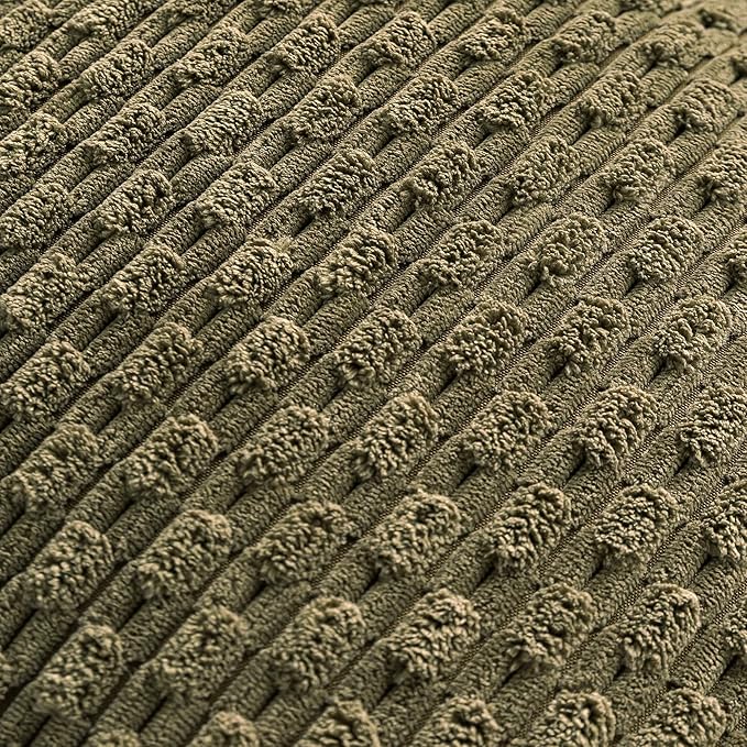 Set of 4 Olive Green Decorative Throw Pillow Covers 26x26 Inch Corduroy Pillow Covers for Bed Couch Sofa Living Room Soft Square Cushion Cases