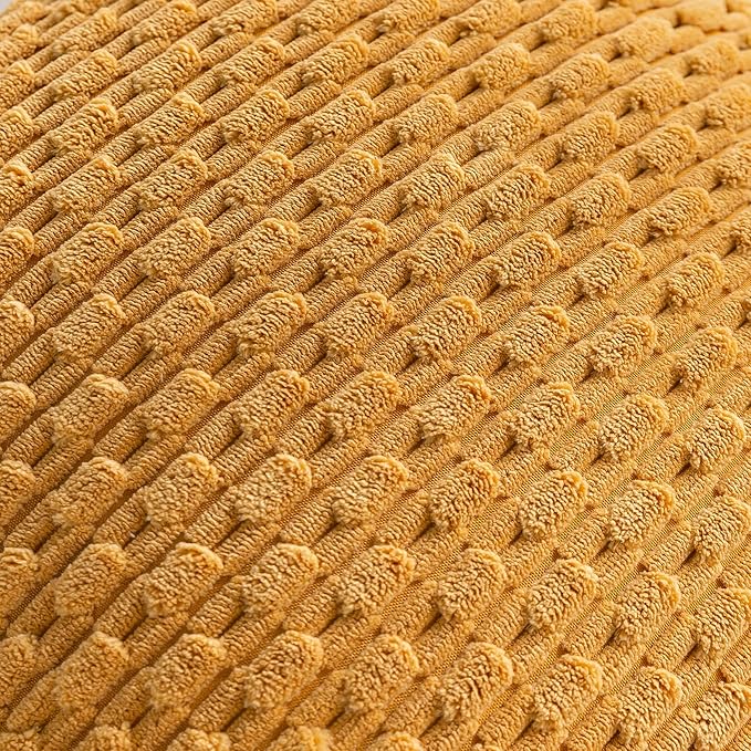 Set of 4 Mustard Yellow Decorative Throw Pillow Covers 26x26 Inch Corduroy Pillow Covers for Bed Couch Sofa Living Room Soft Square Cushion Cases
