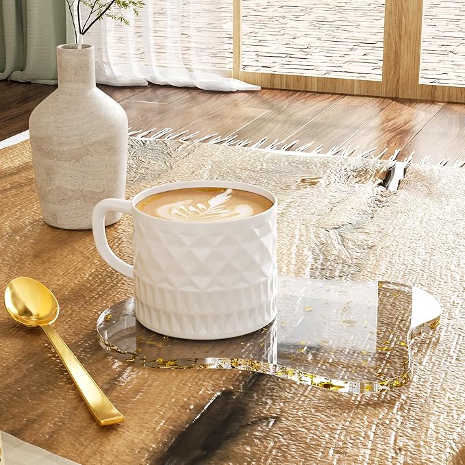 Acrylic 2Pcs/Set Coaster Decorative Plates,Gold Bar Drink Coaster, Clear Cloud Shape Coffee Cup Coaster, Perfect for Tabletop Protection and Accessories Display.(Gold)