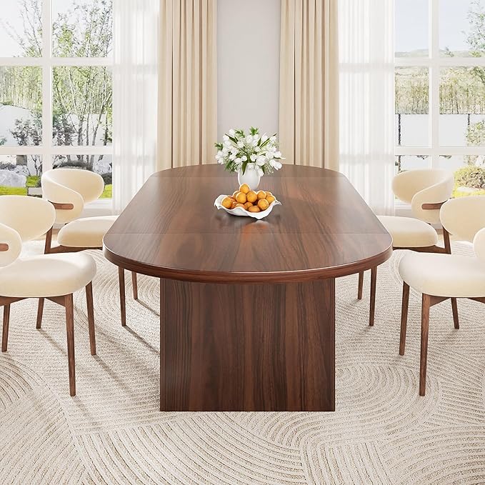 78.7" Dining Table for 6 8 10, Modern Dining Room Table with Storage, Wood Kitchen Table with Heavy Duty Legs, Dinner Tables for Kitchen Dining Room (Walnut)