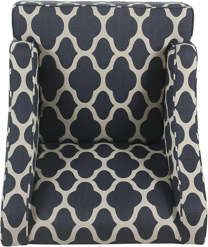 Homepop Home Decor | Upholstered Classic Swoop Arm Accent Chair | Accent Chairs for Living Room & Bedroom | Decorative Home Furniture, Dark Navy Geometric