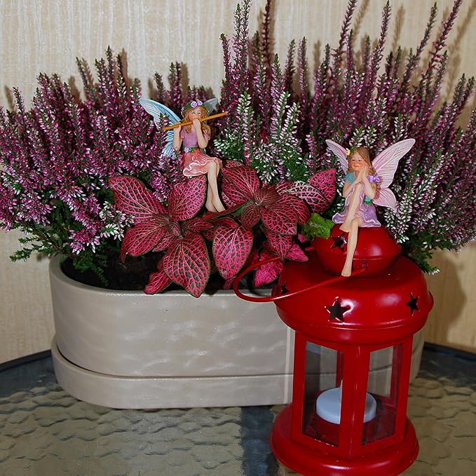 Mood Lab Fairy Garden - Miniature Fairies Figurines - Sitting Girls Set of 2 pcs - for Outdoor or House Decor Statue Kit