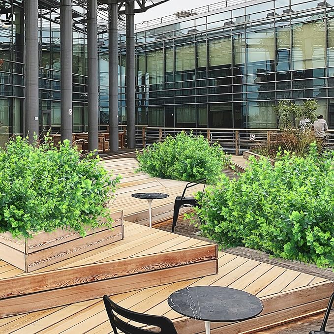 summer flower 10 Pack Fake Boxwood Stems Artificial Plants Eucalyptus Outdoor No Fade Faux Greenery Boxwood Plant for Home Bathroom Wall Front Porch Hanging Planter Garden Shelf Decorations