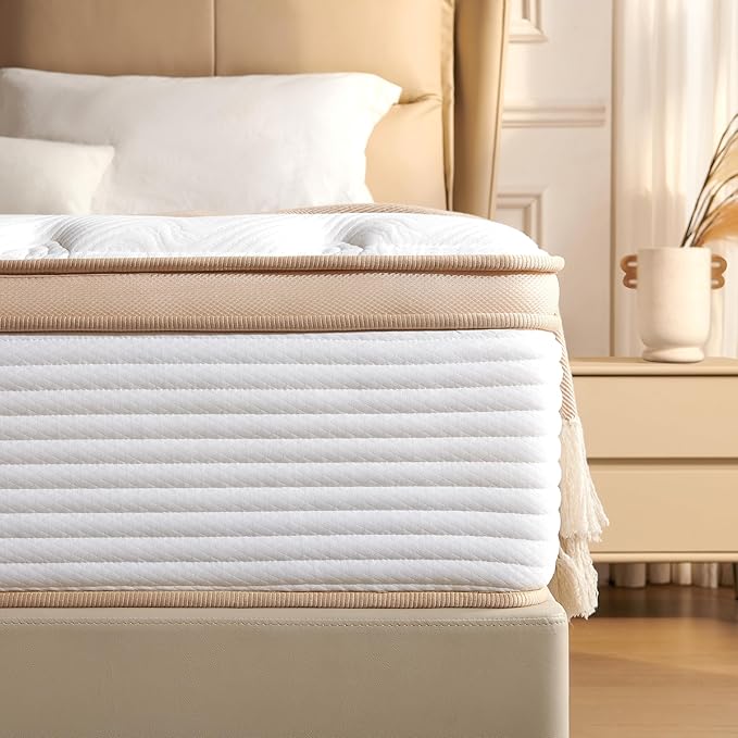 TQX Queen Mattress,12 Inch Hybrid Mattress in a Box: Memory Foam & Pocket Springs for Pressure Relief, Motion Isolation, Medium Plush,CertiPUR-US Certified,Fiberglass Free, 365 Night Trial