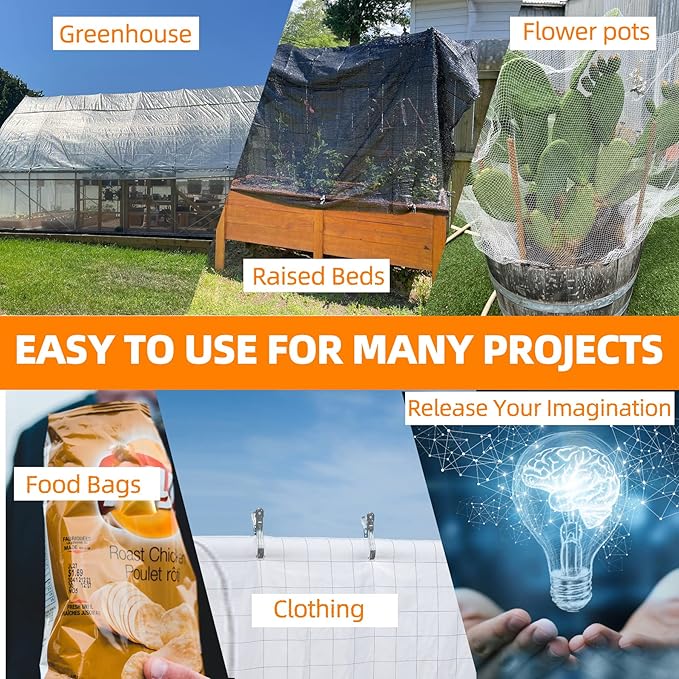 40 Pack Garden Clips, Greenhouse Clips for Netting, Garden Clamps Made of Stainless Steel, Have a Strong Grip to Secure the Plant Covers or Shade Cloth on Greenhouse Hoops or Frame