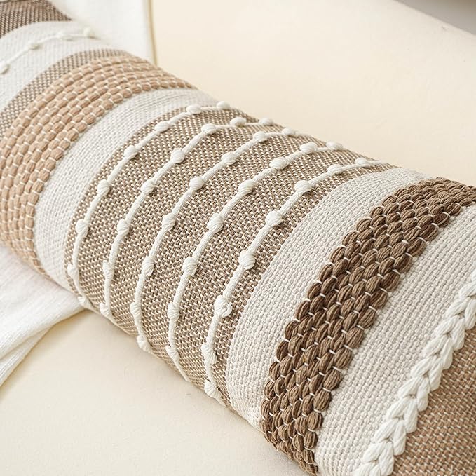 BlissBlush Brown Decorative Lumbar Pillow Cover 14x36 Boho Long Body Pillow for Bed Farmhouse Lumbar Throw Pillow for Couch Modern Accent Textured Throw Pillowcase