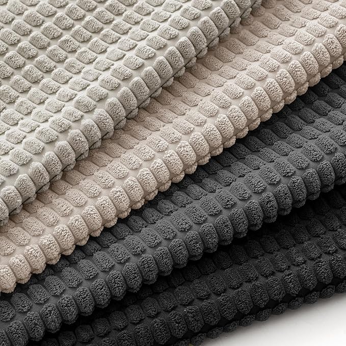 MIULEE Neutral Cream/Grey Decorative Pillow Covers 18x18 Inch Set of 4 Boho Western Farmhouse Throw Pillows Corduroy Couch Pillowcases Industrial Home Decor for Sofa Living Room Bed