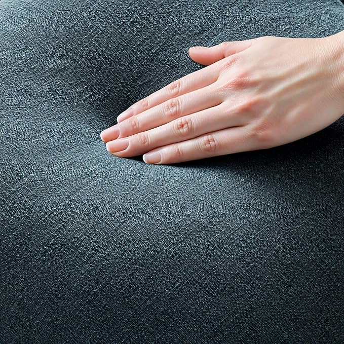 MIULEE Decorative Throw Pillow Covers Neutral Linen Fringe Throw Pillows Set of 2 Navy Blue Boho Farmhouse Cushion Covers with Tassels for Couch Sofa Bed Living Room Spring Home Decor 20x20 Inch