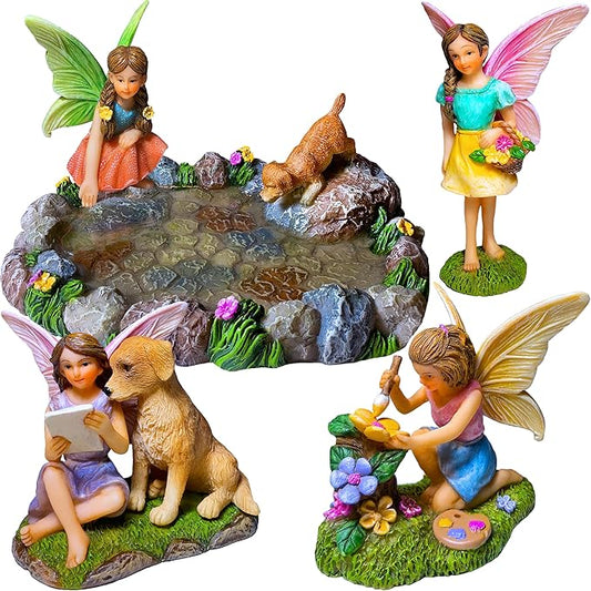Mood Lab Fairy Garden Miniature Pond Kit - Figurines & Accessories Set of 5 pcs - Outdoor or House Decor