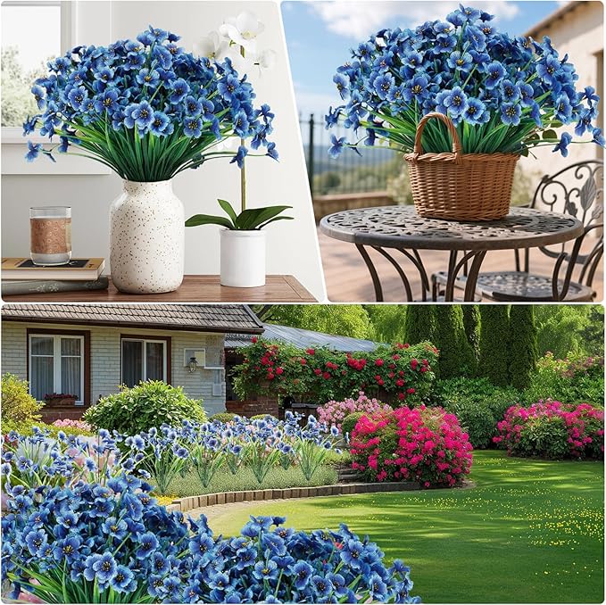 20 Bundles Artificial Flowers for Outdoors or Indoor Garden Home Decoration,No Fade Fake Flowers Faux Plants for Decoration Hanging Planters,Porch Window Box Garden Wedding Farmhouse Fake Plants