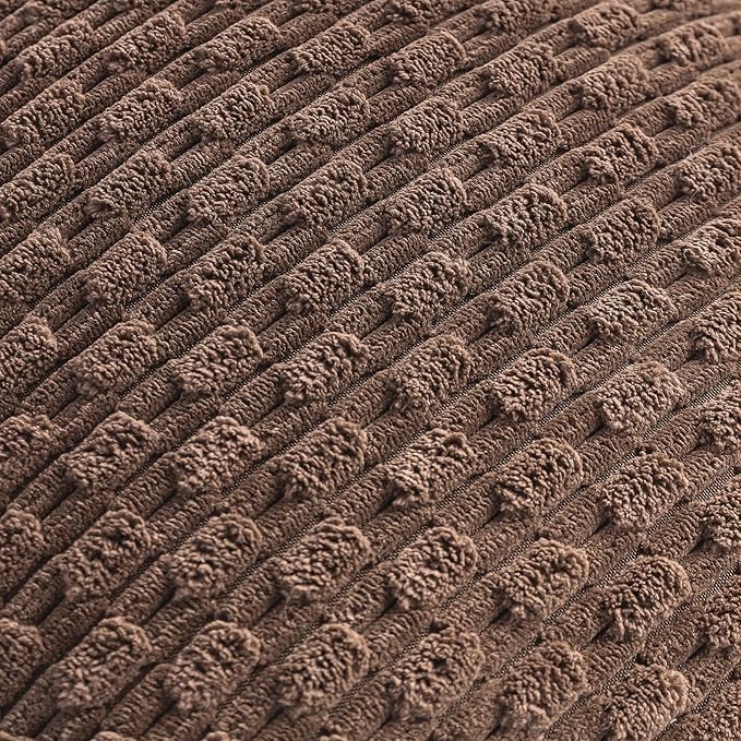 Set of 4 Light Brown Decorative Throw Pillow Covers 24x24 Inch Corduroy Pillow Covers for Bed Couch Sofa Living Room Soft Square Cushion Cases