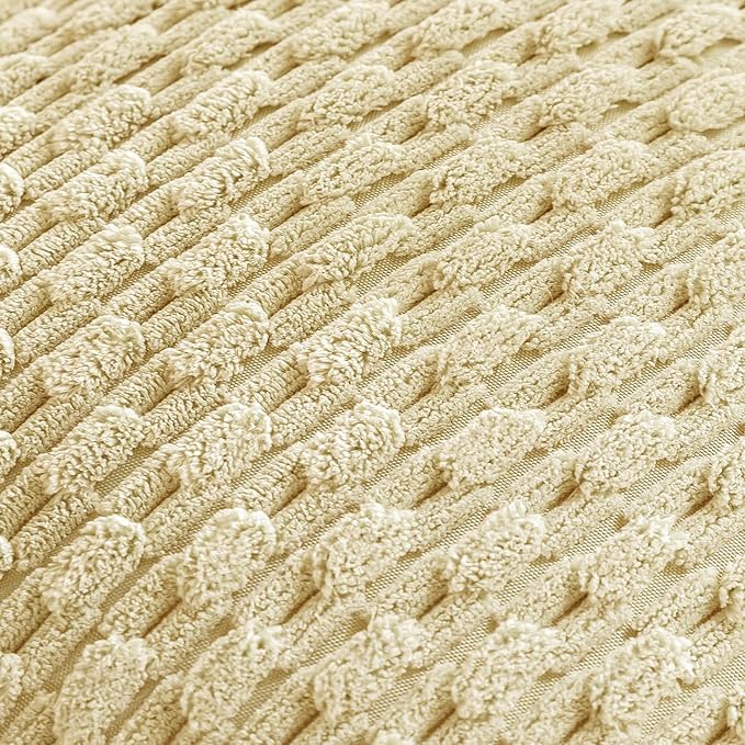 Set of 4 Pale Yellow Decorative Throw Pillow Covers 12x20 Inch Corduroy Pillow Covers for Bed Couch Sofa Living Room Soft Cushion Cases