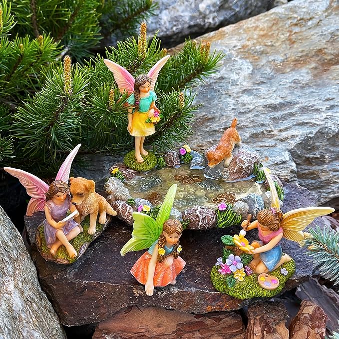 Mood Lab Fairy Garden Miniature Pond Kit - Figurines & Accessories Set of 5 pcs - Outdoor or House Decor