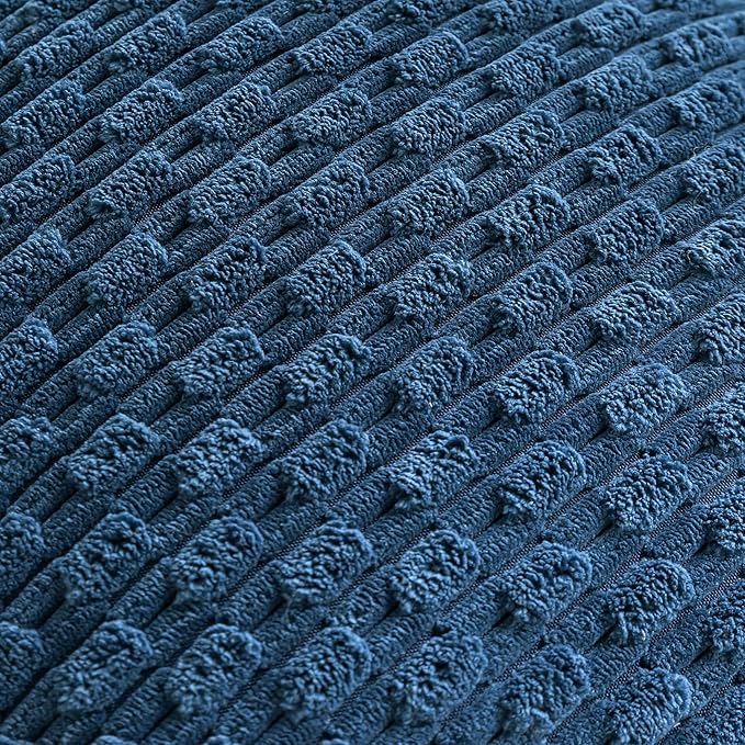 Set of 4 Blue Decorative Throw Pillow Covers 24x24 Inch Corduroy Pillow Covers for Bed Couch Sofa Living Room Soft Square Cushion Cases