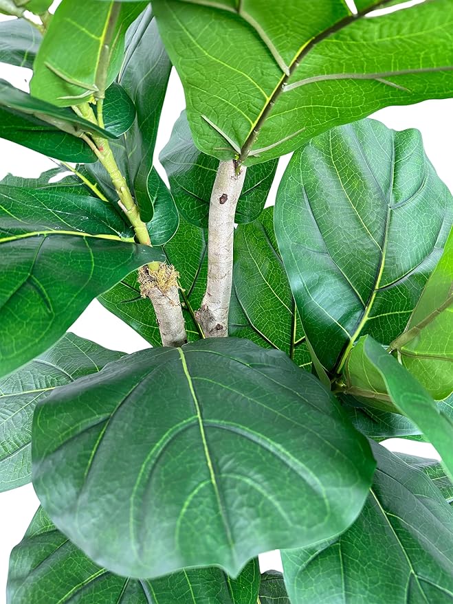Cypress & Alabaster Handmade 7ft Oversized Fiddle Leaf Fig Ficus Lyrata Artificial Tree with Ethically Sourced Real Wood Trunks, Hypoallergenic, 7-Foot, Green