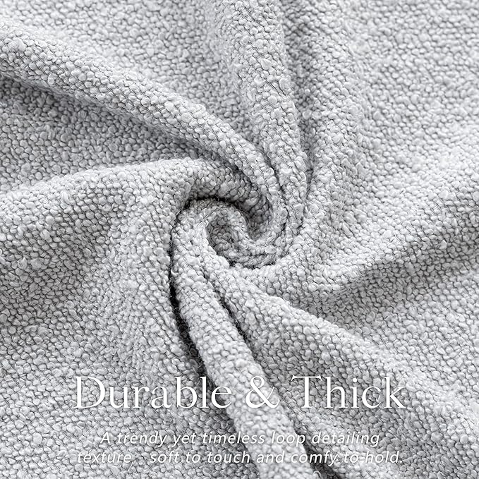 Foindtower Pack of 2 Textured Boucle Throw Pillow Covers Accent Solid Decorative Pillow Cases Cozy Woven Couch Cushion Case for Chair Sofa Bedroom Living Room Home Decor, 20 x 20 Inch,Light Grey