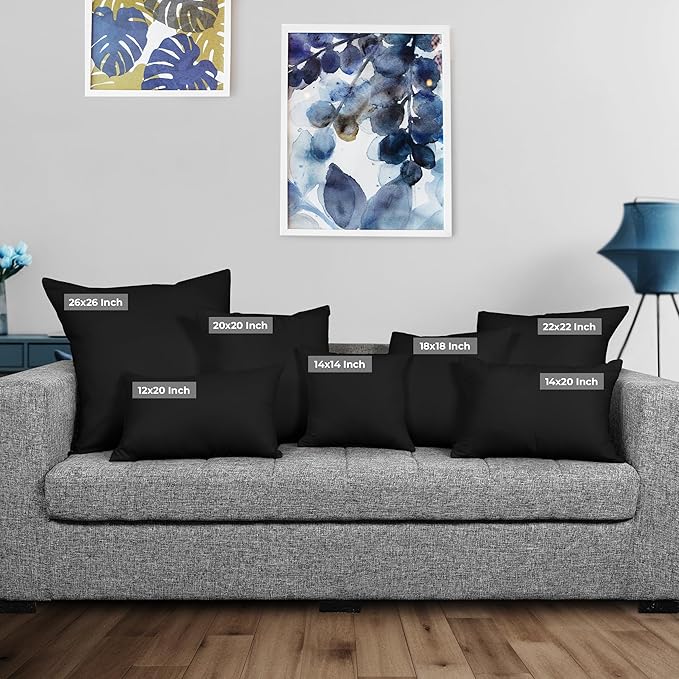 Utopia Bedding Throw Pillows Insert (Pack of 2, Black) - 18 x 18 Inches Bed and Couch Pillows - Indoor Decorative Pillow