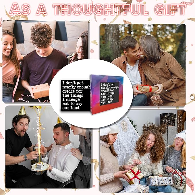 I Don't Get Nearly Enough Credit For The Things I Manage Not To Say Out Loud Wooden Block Plaque - Black Tabletop Sign Decor - 5"x5" Office Home Wood Block - Funny Desk Favors & Supplies - A20