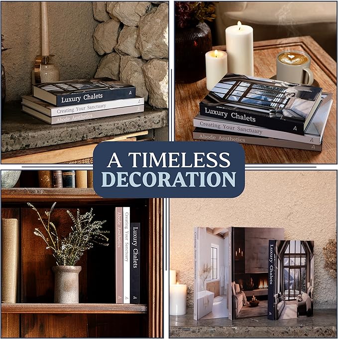 Array & Arrow Decorative Books for Home Decor - Set of 3 Meticulously Designed Hardcover Fake Books for Decoration, Modern, Stylish, and Minimalist Coffee Table Decor