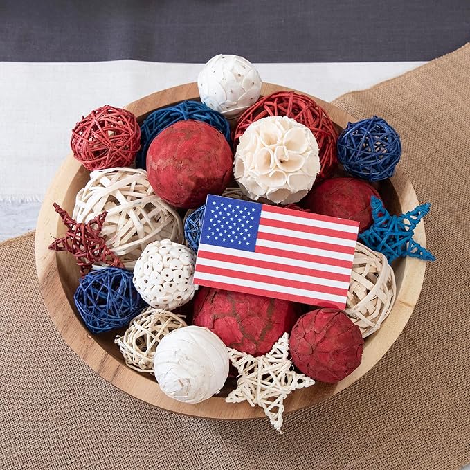 ANDALUCA American Flag Decorative 4th of July Vase Filler Bag with Orbs, Decorative Balls (Red, White & Blue)