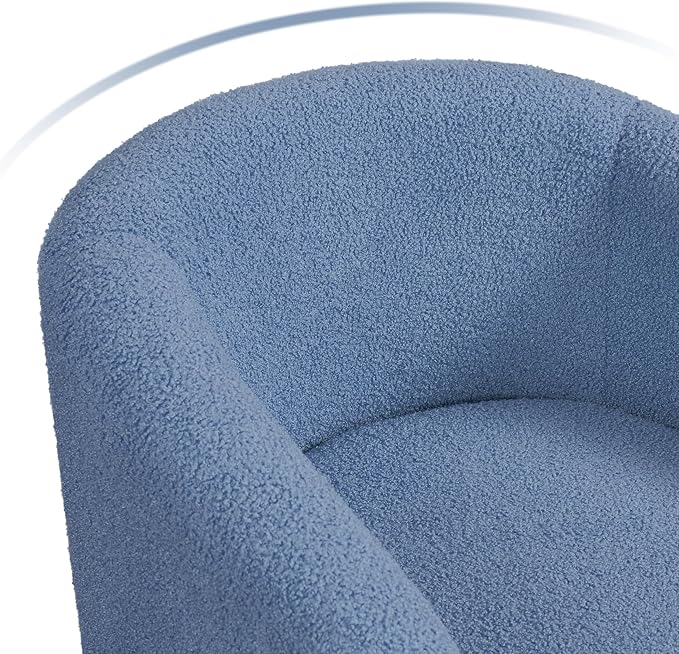 Yaheetech Accent Barrel Chair, Boucle Fabric Club Chair, Furry Sherpa Elegant Armchair with Cozy Soft Padded, Suitable for Living Room Bedroom Reception Room Office, Blue