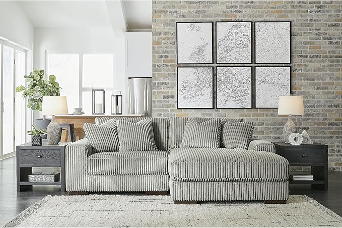 Signature Design by Ashley Lindyn Contemporary L-Shaped 2-Piece Sectional with Chaise for Living Room, Gray