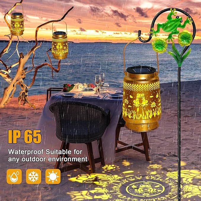 2 Packs Frog Solar Lanterns Outdoor Waterproof with Shepherd Hook,Christmas Decorations Birthday Gifts for Women Mom Grandma,Hanging Solar Lights,Cute Frog Decor for Yard,Patio,Lawn,Garden Accessories