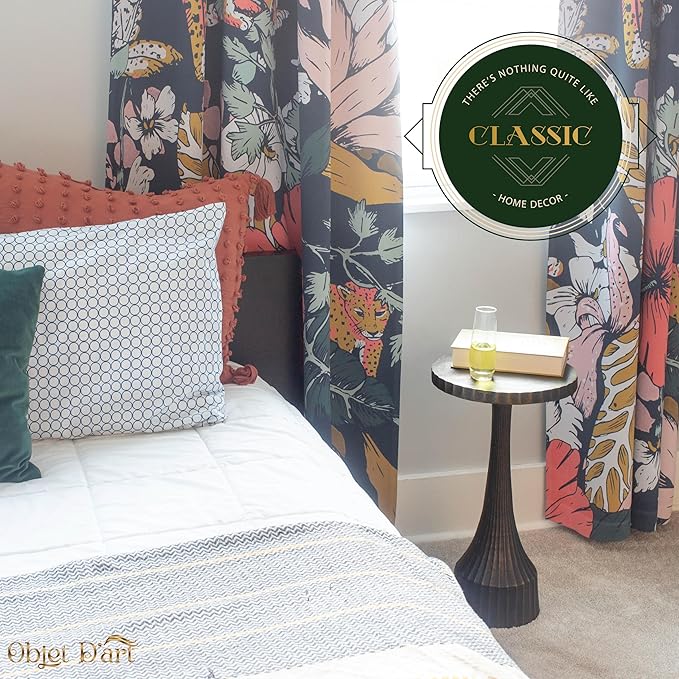 OBJET D'ART Small Round Gold End Table, Leah, 22" Height, Vintage Metal Accent, Side, Pedestal, Coctail and Drink Tables for Living Room and Small Spaces