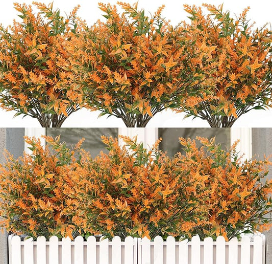 RECUTMS Artificial Plants & Flowers for Outside Outdoor Artificial Flowers Fake Outdoor Plants Faux UV Resistant Flower Plastic Shrubs Indoor Outside Hanging Decorations(Salmon)