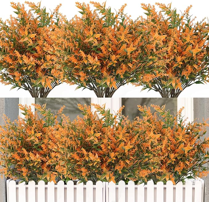 RECUTMS Artificial Plants Outdoor Fake Flowers for Outside Outdoor Flowers Artificial for Porch Artificial Outdoor Flowers UV All Weather Resistant Plastic Flowers for Outside Decoration(Salmon)