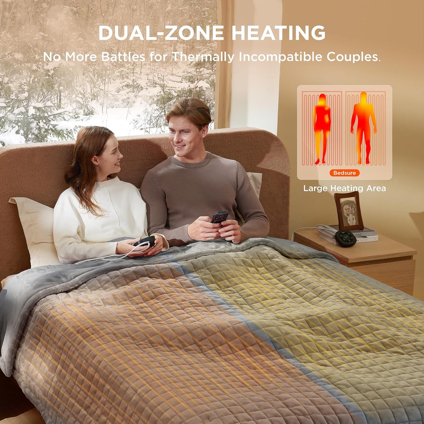 Bedsure Electric Blanket King Size - Dual Control Heated Weighted Blanket King with 10 Heat Settings, Fast Heating with 10 Time Settings (100x90 inches, Formal Gray)