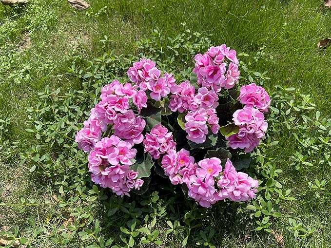 4PCS Home Decor Fake Plants Artificial Flowers Artificial Geraniums Outdoor Fake Flowers Artificial Flowers Fake Silk Bouquet, Fall Decor for Interior Porch Garden Decoration (Pink) 14.4"