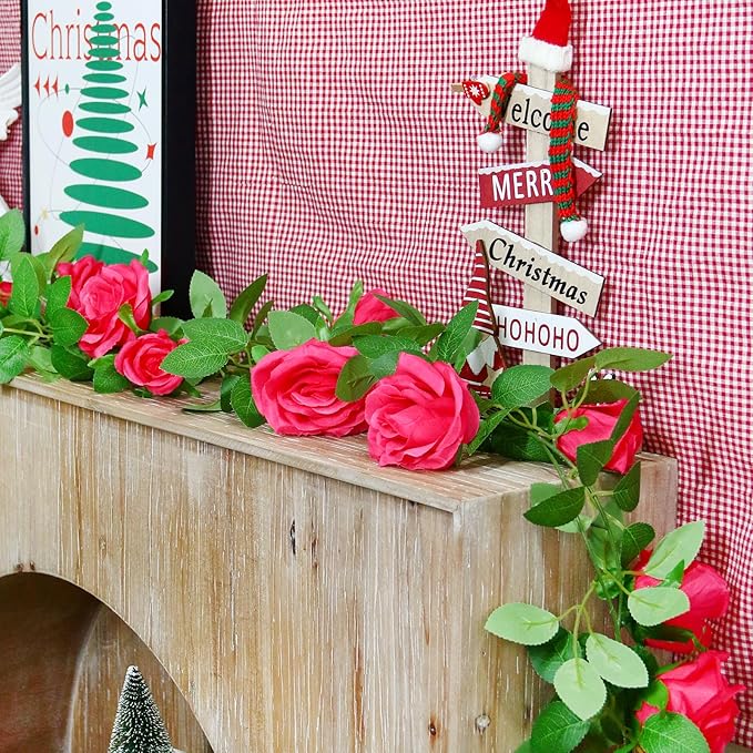 Felice Arts 2 Pack Hot Pink Artificial Floral Garland Each 6.5FT Fake Rose Vine Hanging Rose Garland for Wedding Flowers Table Centerpiece Arrangement Room Baby Shower Teepee Mirror Decor