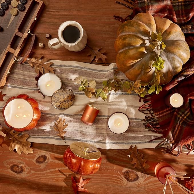 Thymes Petite Oil Reed Diffuser Set – Includes Reed Diffuser Sticks, Fragrance Oil, & Glass Bottle – Luxury Home Decor – Fall Decor – Fall Scents – Burnt Orange (Pumpkin Laurel, 4 fl oz)