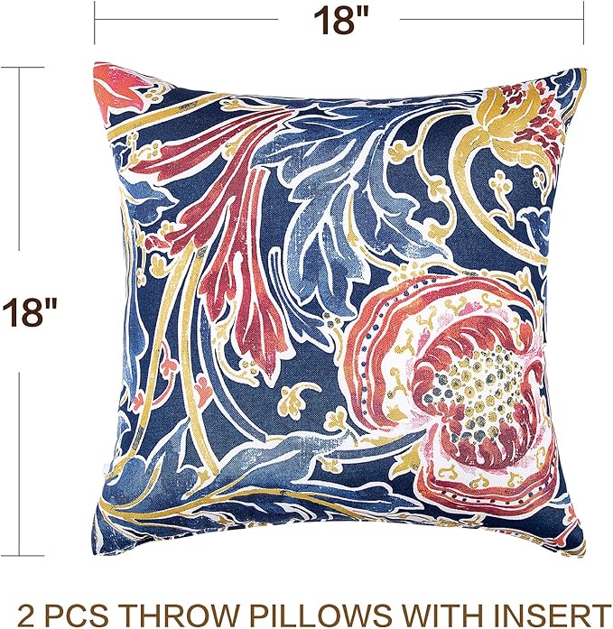 JMGBird Outdoor Throw Pillows Waterproof Set of 2 Patio Pillows 18×18 Inch Decorative Pillow for Bed, Couch, Sofa and Patio Furniture