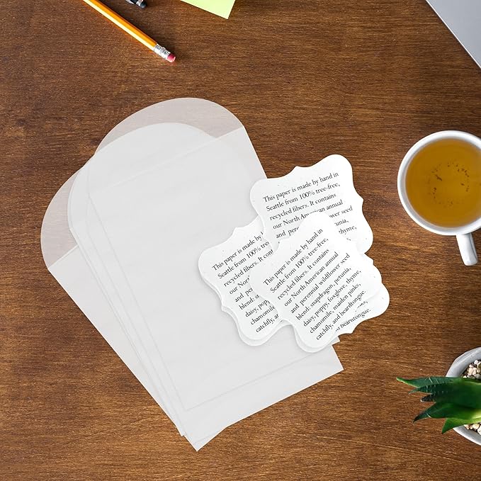 50 Sets of Square Planting Guide with Glassine Envelopes – Perfect for Seed Paper Products, Wedding Favors, and Gift Sets (Square Shape)