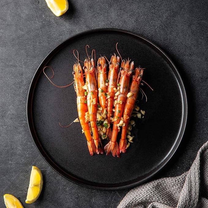 AmorArc Stoneware Dinner Plates Set of 6, 10.5 Inch Reactive Matte Glaze Ceramic Plates Set, Modern Dinnerware Dish set for Kitchen,Microwave, Dishwasher Safe, Scratch Resistant - Matte Black