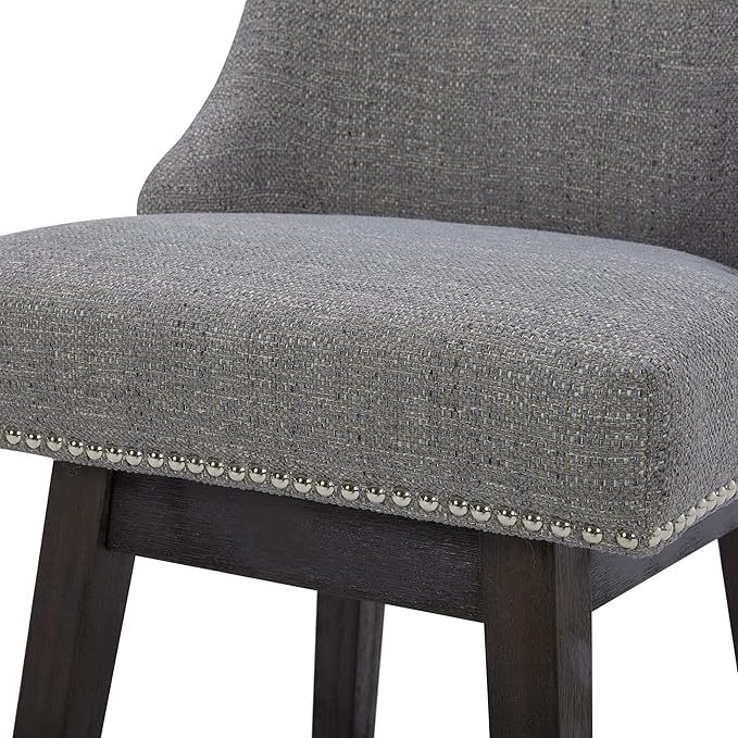 CHITA Counter Height Swivel Bar Stools Set of 2, FSC Certified Upholstered Counter Stools, Modern Swivel Barstools with Wood Legs for Kitchen Island, 26" Seat Height, Fabric in Fog