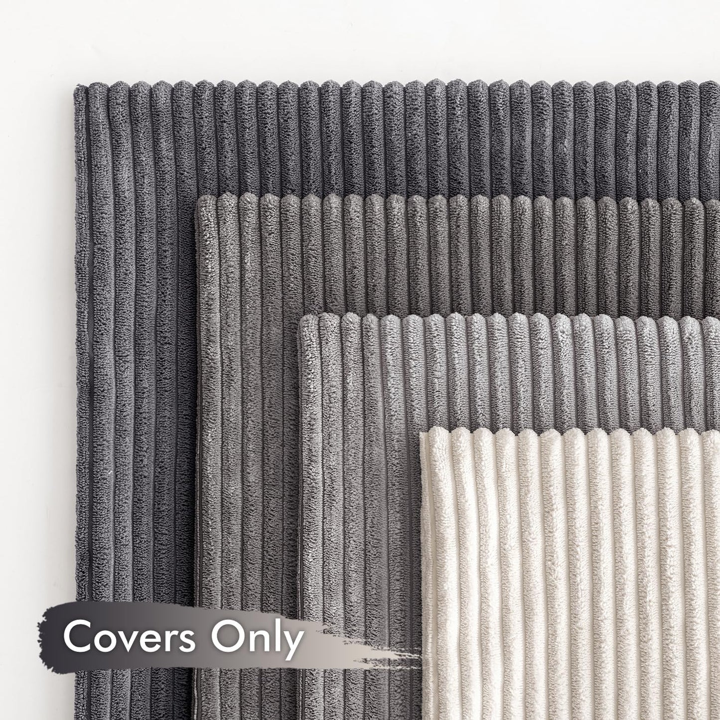 MIULEE Pack of 4 Neutral Grey Gradient Decorative Throw Pillow Covers 18x18 Inch Soft Boho Striped Corduroy Pillow Covers Modern Farmhouse Home Decor for Sofa Living Room Couch Bed