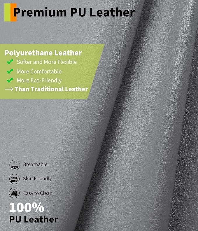 GarveeHome Oversized Rocker Swivel Recliner Chair - PU Leather Extra Wide Manual Recliner for Adults, Large Lazy Chair with 1.5X Sponge Comfort Arm and Back for Living Room, Bedroom