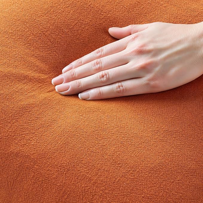 MIULEE Decorative Throw Pillow Covers Neutral Linen Fringe Throw Pillows Set of 2 Orange Boho Farmhouse Cushion Covers with Tassels for Couch Sofa Bed Living Room Spring Home Decor 18x18 Inch