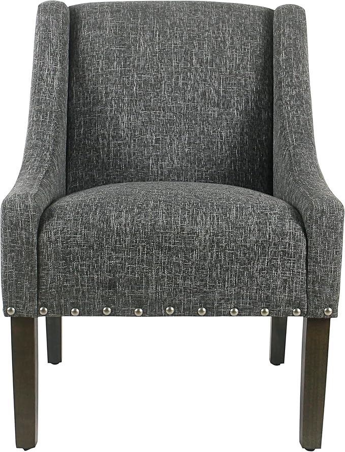 Homepop Home Decor | Upholstered Classic Swoop Arm Accent Chair | Accent Chairs for Living Room & Bedroom | Decorative Home Furniture, Slate Grey