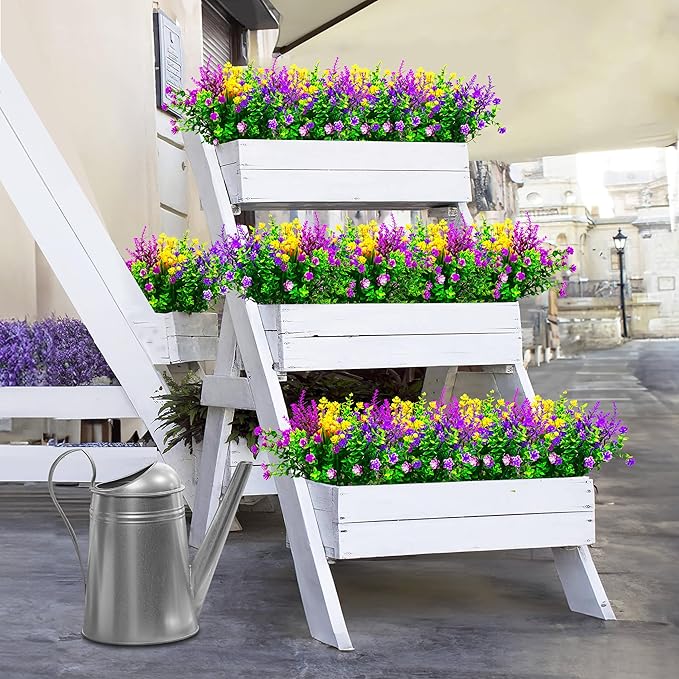 Artificial Flowers, UV Resistant Boxwood Shrubs for Outdoor Decor - No Maintenance Greenery Plants - Perfect for Hanging Planters, Weddings, and Farmhouse Decor (16, Mix-Match)