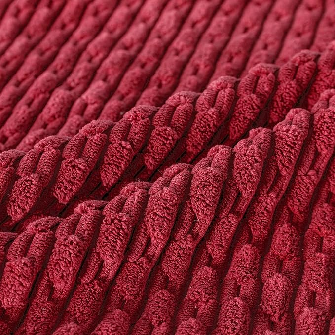 Set of 4 Burgundy Decorative Throw Pillow Covers 20x20 Inch Corduroy Pillow Covers for Bed Couch Sofa Living Room Soft Square Cushion Cases