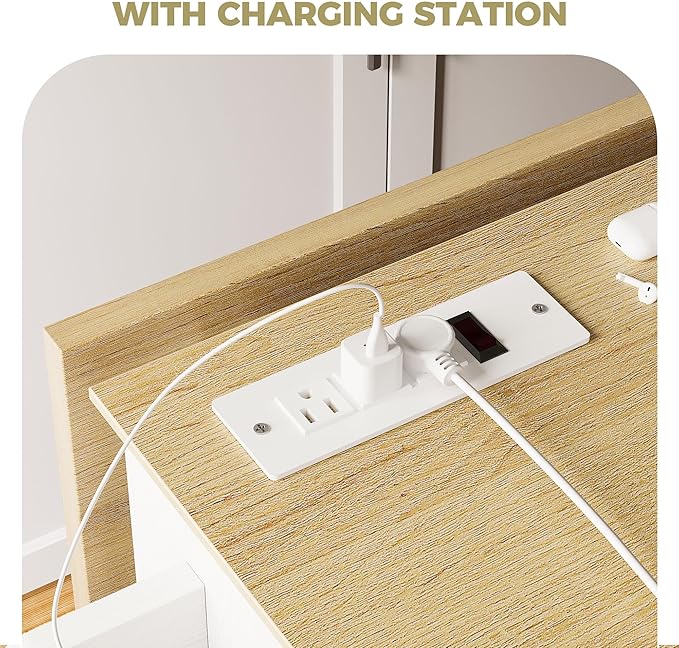 IRONCK Kitchen Island Table with Storage, Rolling Kitchen Cart with Power Outlet, Storage Cabinets on Wheels with Drop Leaf, Portable for Dining Room, White